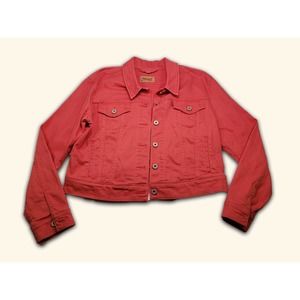 Womens Levis Denim Jacket XL Coral Jean Pink Peach Trucker